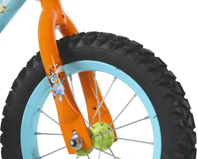 Bluey 12-Inch Kids' BMX Bike With Steel Frame, Coaster Brake, Training Wheels And Plush Carry Bag - Ages 3-5