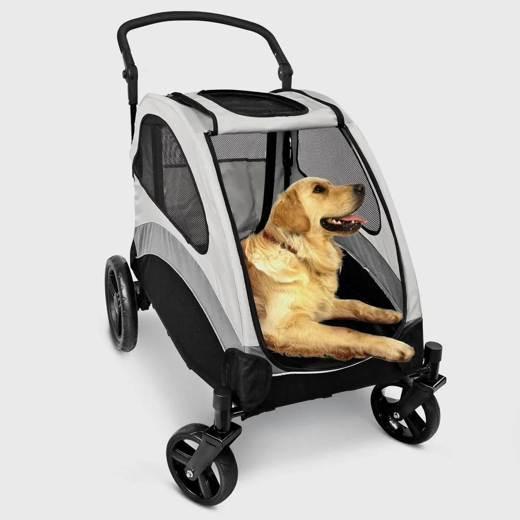 Poloma Foldable Pet Stroller For Large Or 2 Dogs Cats, Gray - GS-307Z