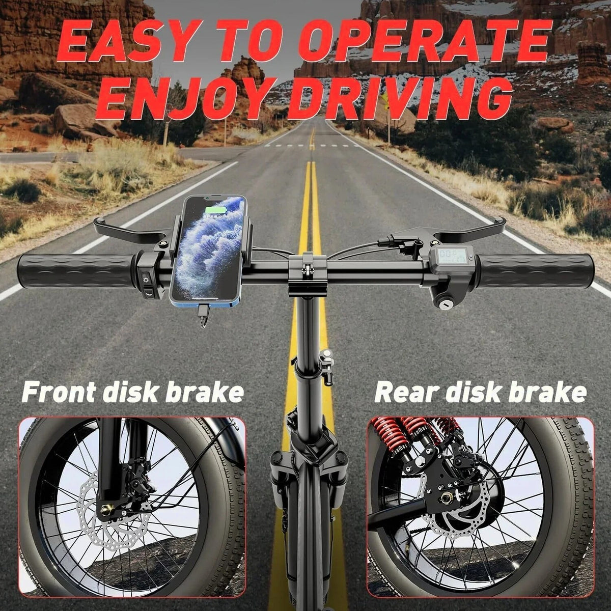 Tomofree Folding Electric Bike For Adults, 1200W, 48V 20Ah, 16 x 3in Tire, 330lbs, Black - T1