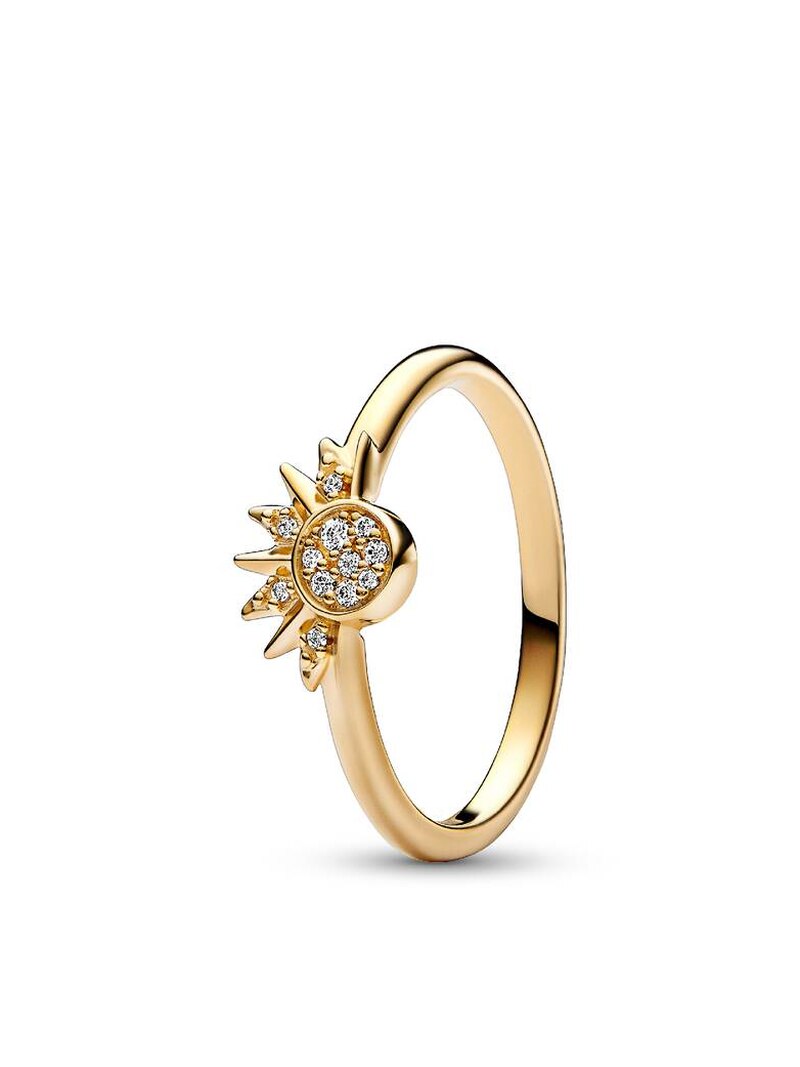 Gold-Plated Clear Stone Sun Ring