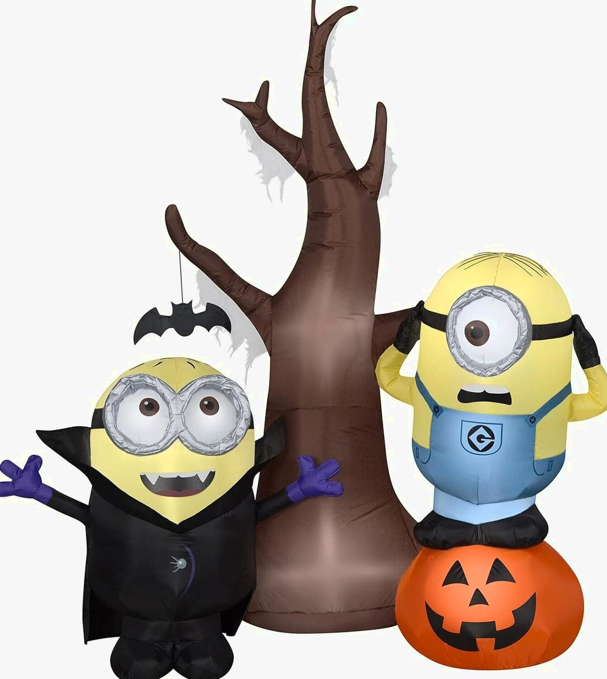 Gemmy Minions Halloween Airblown Inflatable With Tree And Pumpkin Scene, 53.94 x 36.61 x 66.14 Inches - 224243