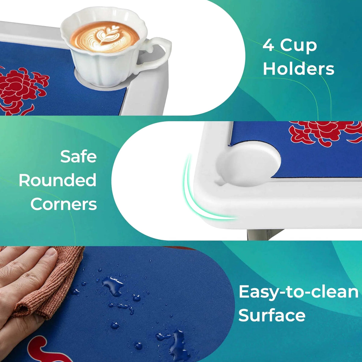 Costway Folding Mahjong Table With Cup Holders, Felt Mat And Carrying Handle - 35in x 35in x 29in