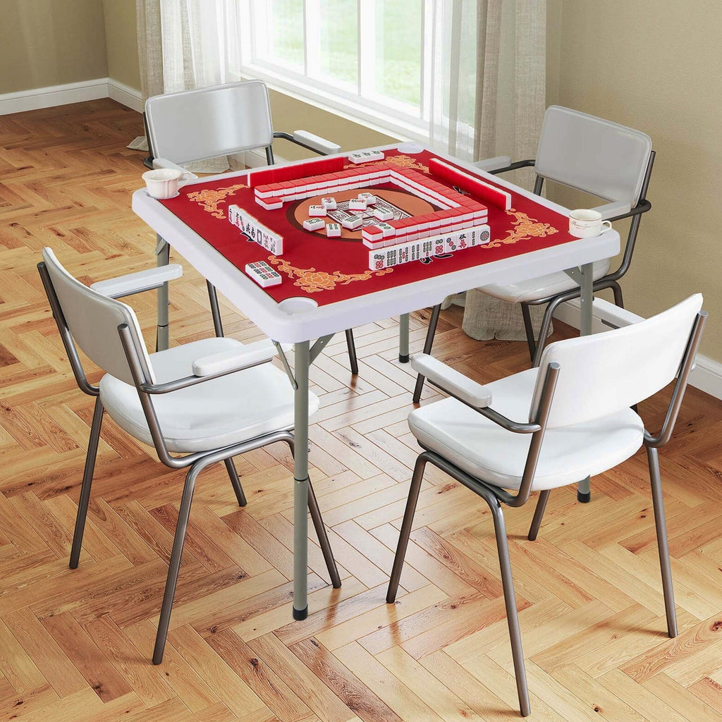 Costway Folding Mahjong Table With Cup Holders, Felt Mat And Carrying Handle - 35in x 35in x 29in