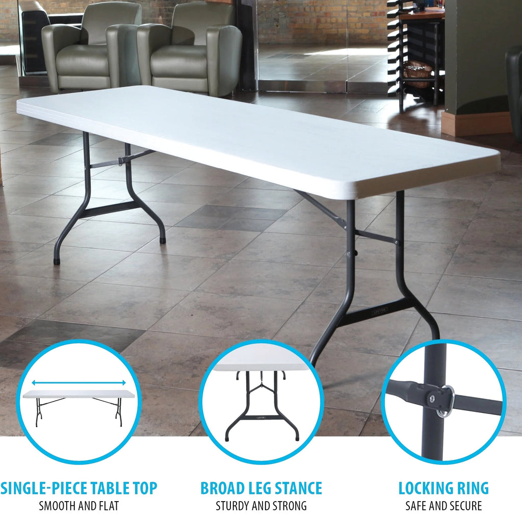 Lifetime 4 8-Foot Rectangle Folding Tables And 32 Chairs Set, White Granite - 80147