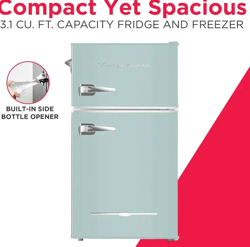 Frigidaire Retro-Style Mini Fridge With Freezer, 3.1 Cu. Ft., Two-Door, Built-In Bottle Opener