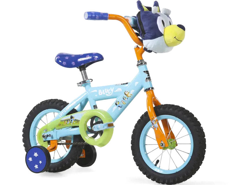 Bluey 12-Inch Kids' BMX Bike With Steel Frame, Coaster Brake, Training Wheels And Plush Carry Bag - Ages 3-5