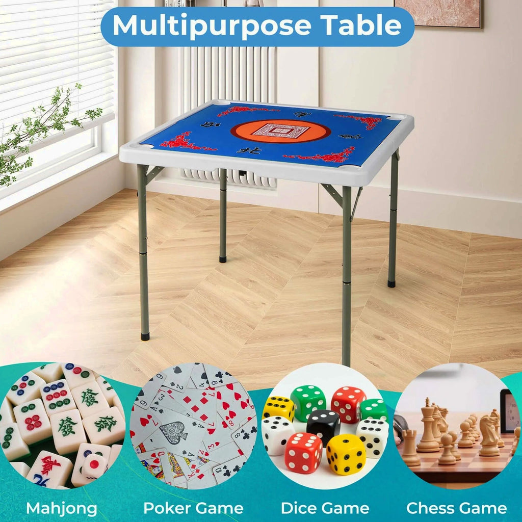 Costway Folding Mahjong Table With Cup Holders, Felt Mat And Carrying Handle - 35in x 35in x 29in