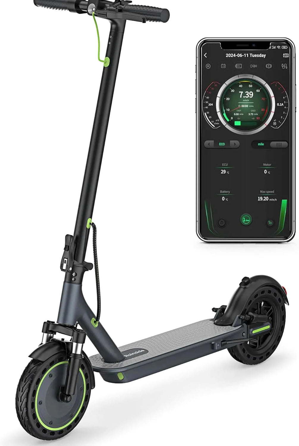 Roinside Electric Scooter, 8.5 in Solid Tires, 350W, 19 MPH, 21-23 Miles - UP12 Plus