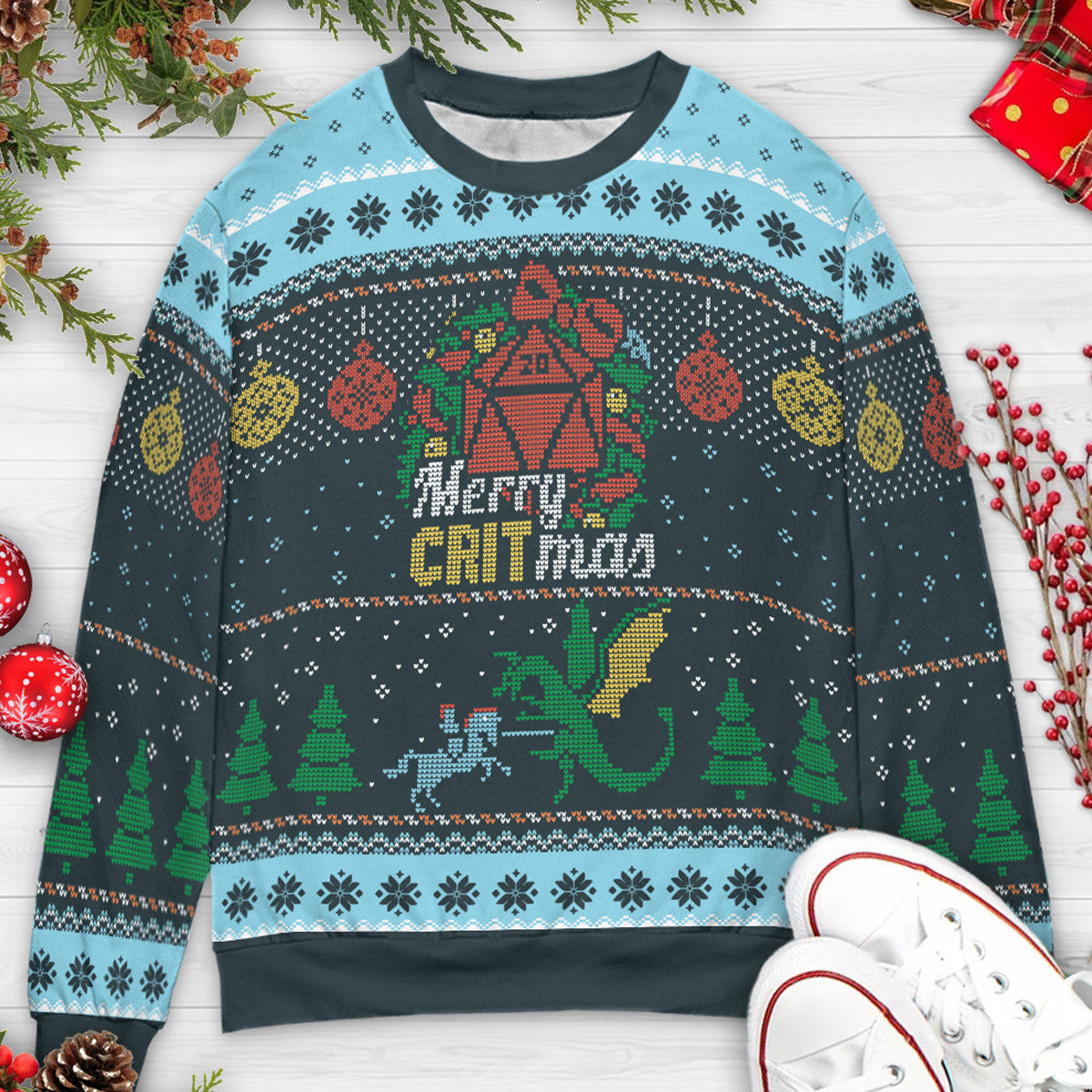 Merry Critmas DND Ugly Ugly Christmas Sweatshirt
