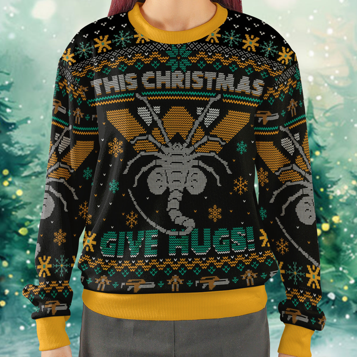 This Christmas Give Hugs Alien Ugly Christmas Sweatshirt