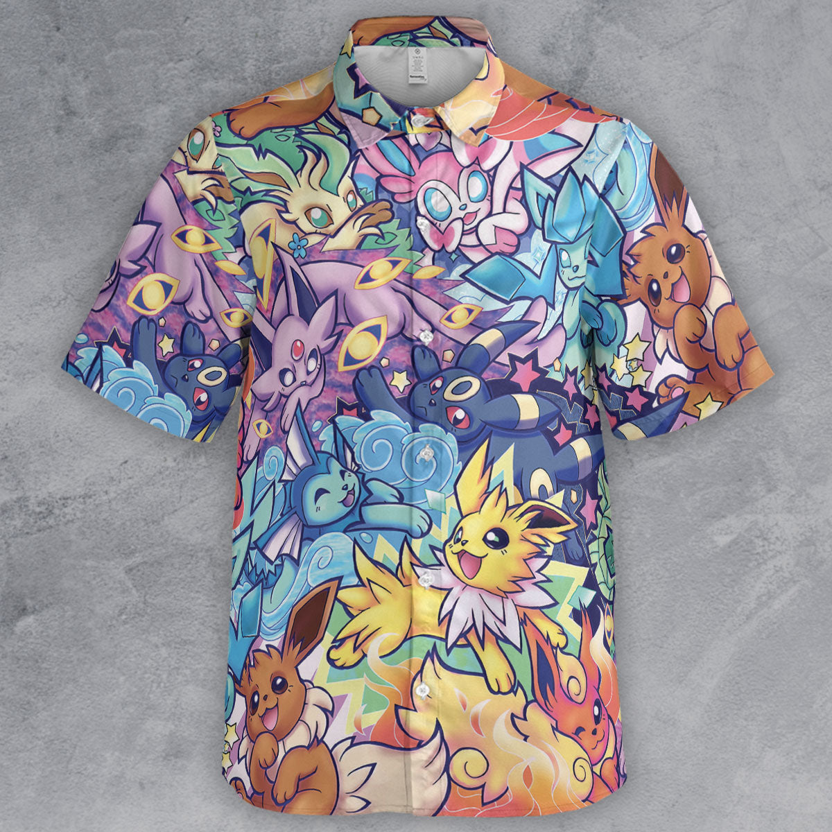 Evolutionary line of Eevee Pokemon Button Down Shirt
