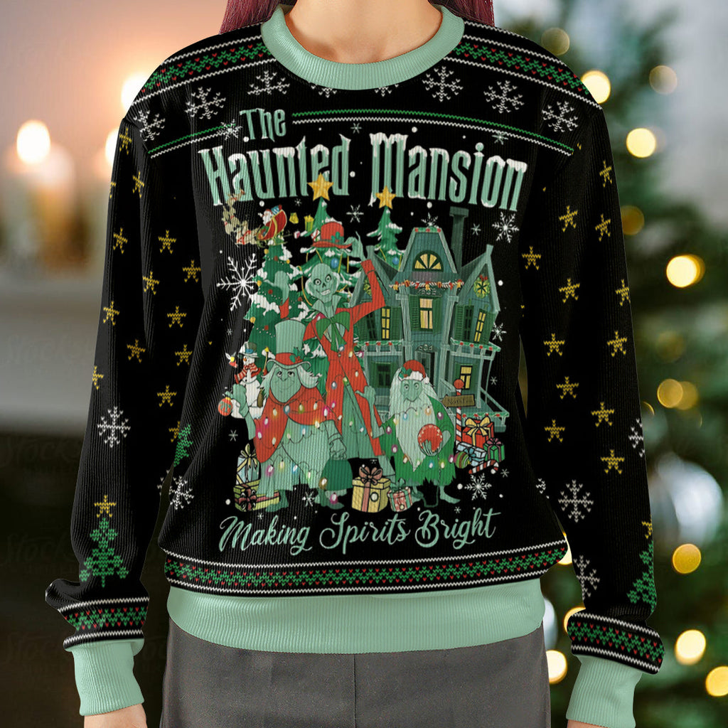Making Spirits Bright The Haunted Mansion Ugly Christmas Sweatshirt
