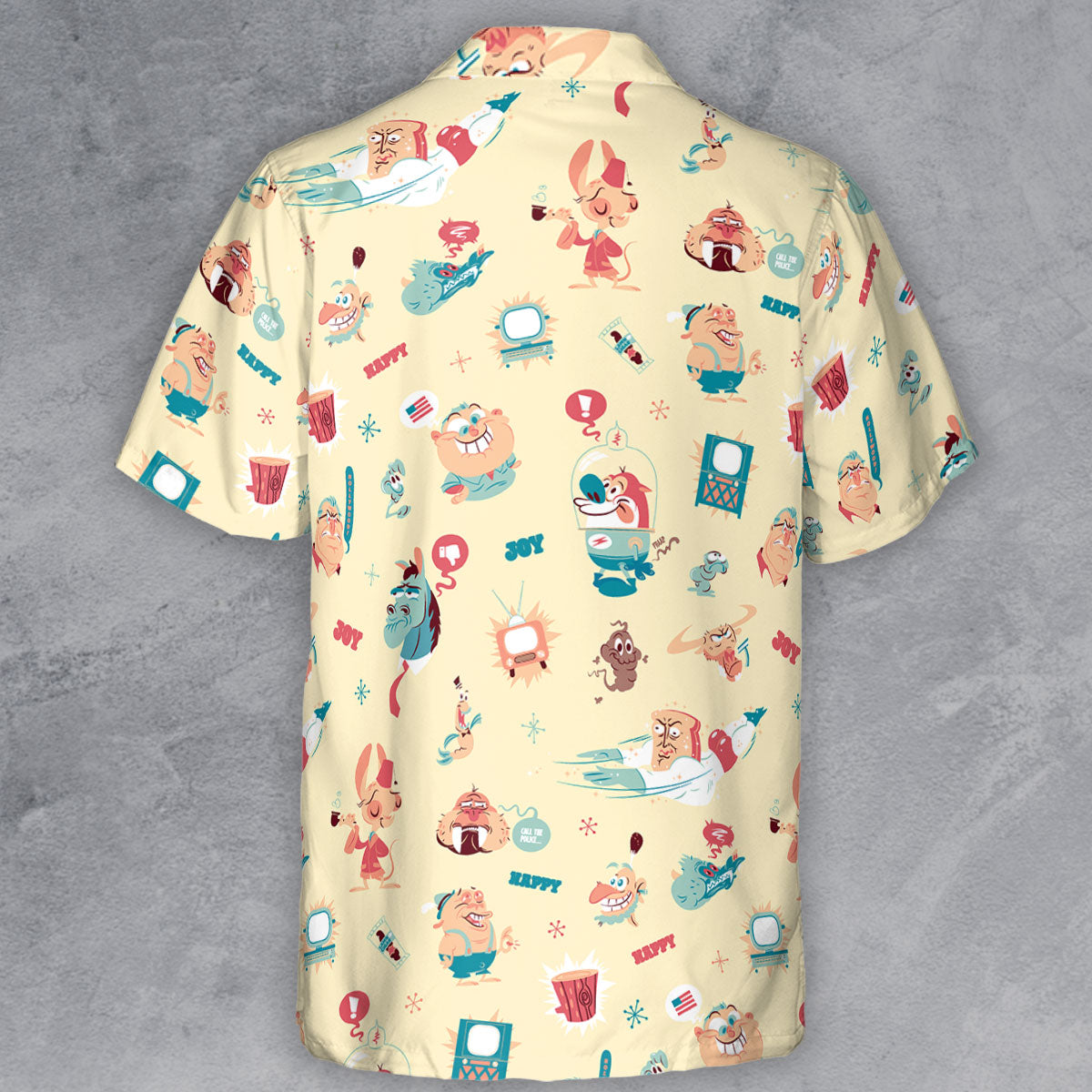 Ren and Stimpy Pattern Button Down Shirt