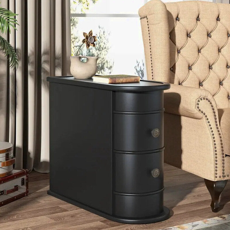 Solid Wood Chairside End Table, Two Drawers, 23.62'D x 10.63'W x 23.62'H