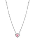 Pink Heart Pavé Pendant Necklace - Sterling Silver