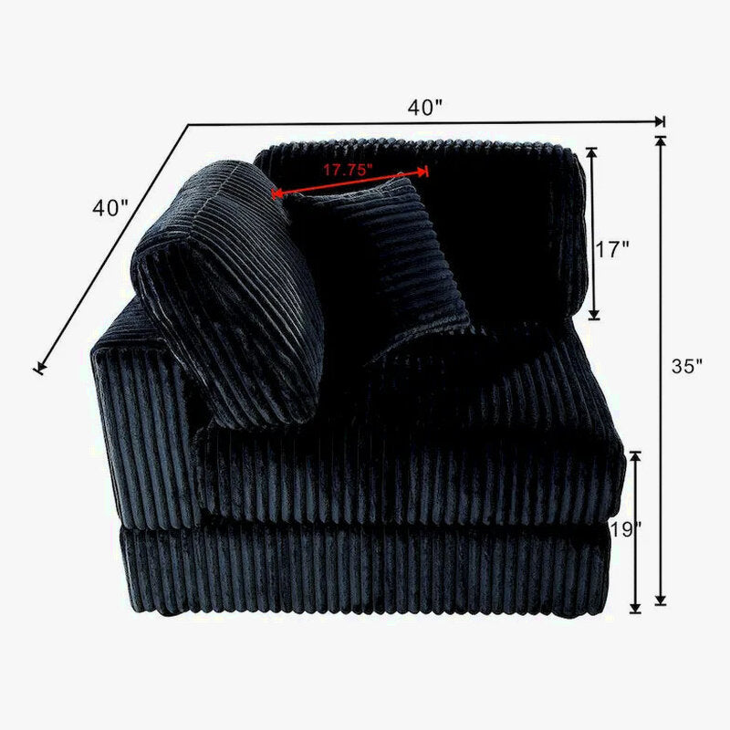 6-Piece Corduroy Upholstered L-Shaped Modular Sectional Sofa