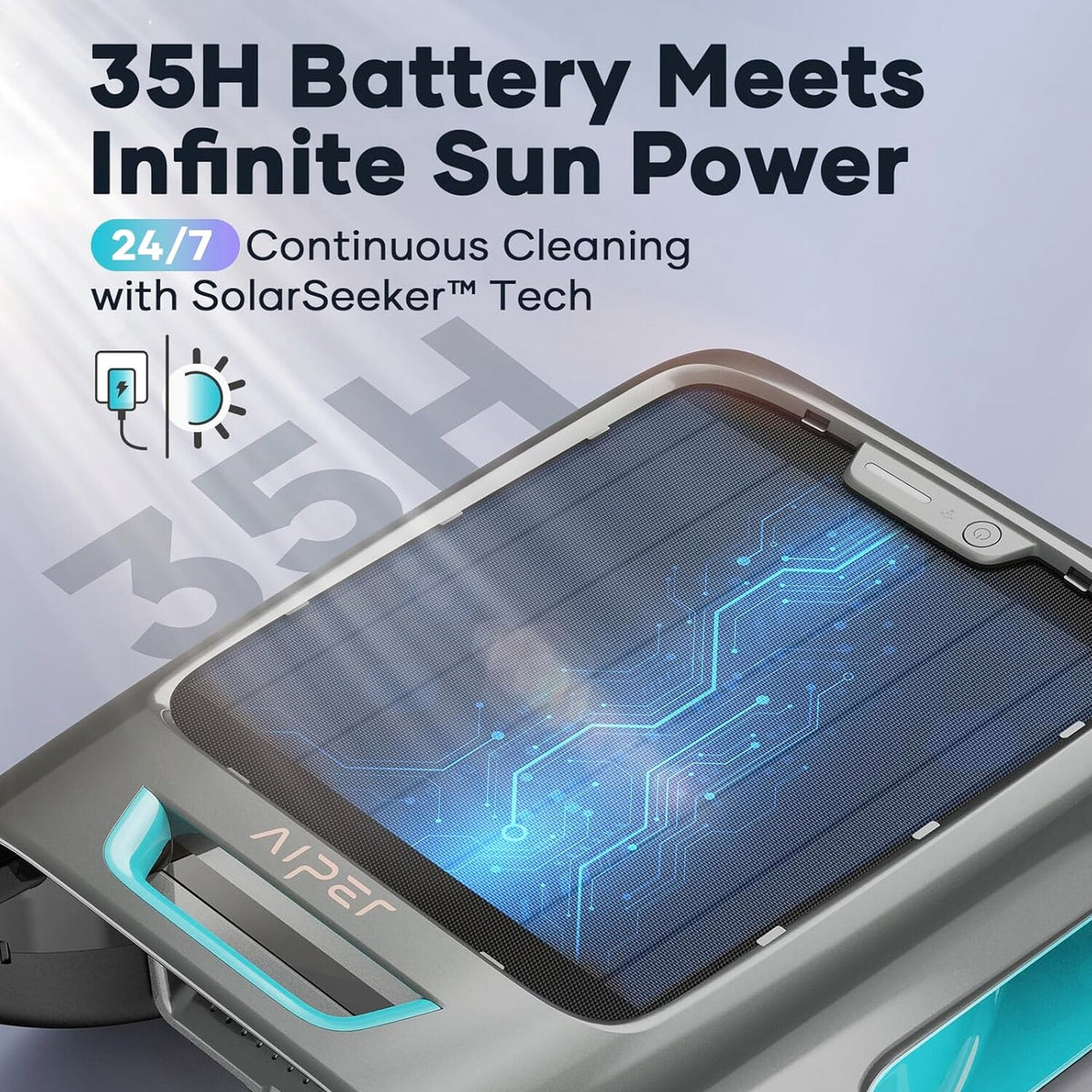 AIPER Solar Pool Skimmer, Gray - Surfer S2
