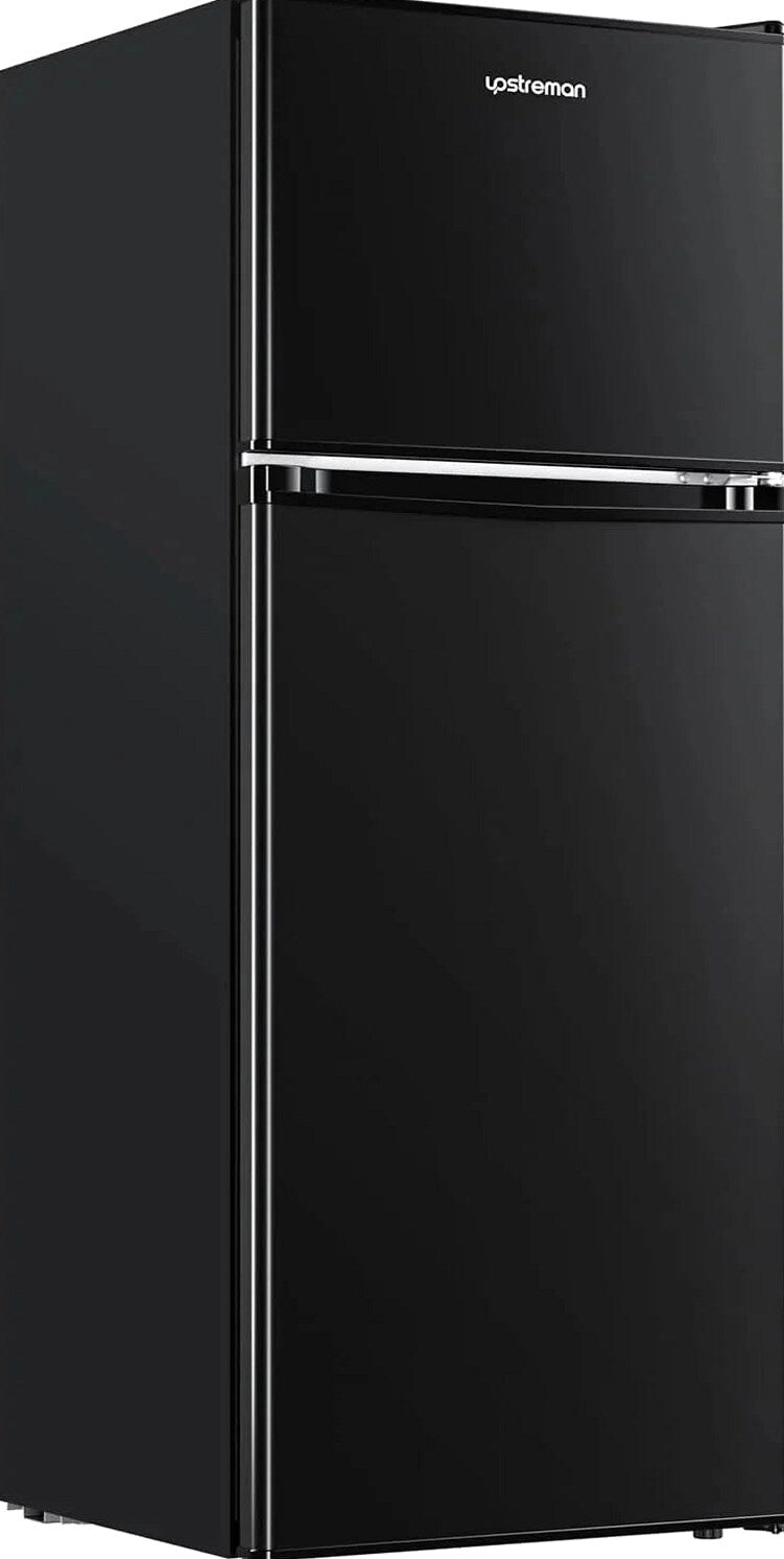 Upstreman 4 Cubic Feet Double Door Mini Refrigerator With Freezer, Black - BR401