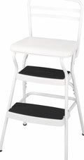 COSCO Stylaire Retro Chair And Step Stool With Flip-Up Seat - White, One Pack
