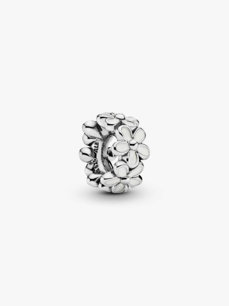 Sterling Silver White Daisy Spacer Charm