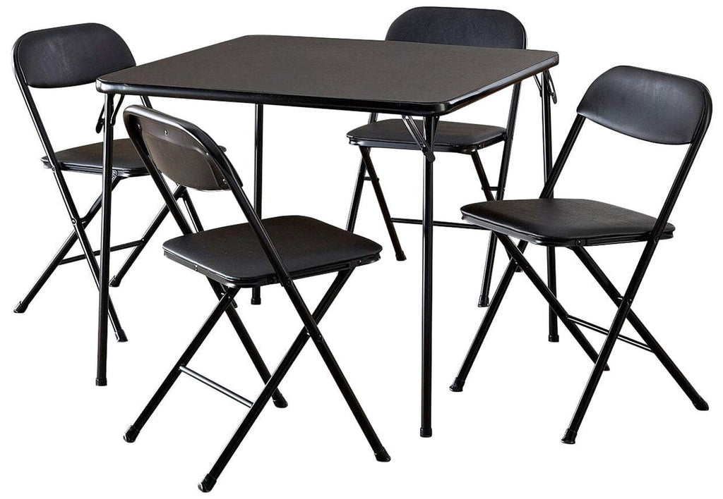 Cosco 5-Piece Folding Card Table Set, Black - Vinyl Seats - 37523BLK1W