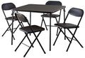 Cosco 5-Piece Folding Card Table Set, Black - Vinyl Seats - 37523BLK1W