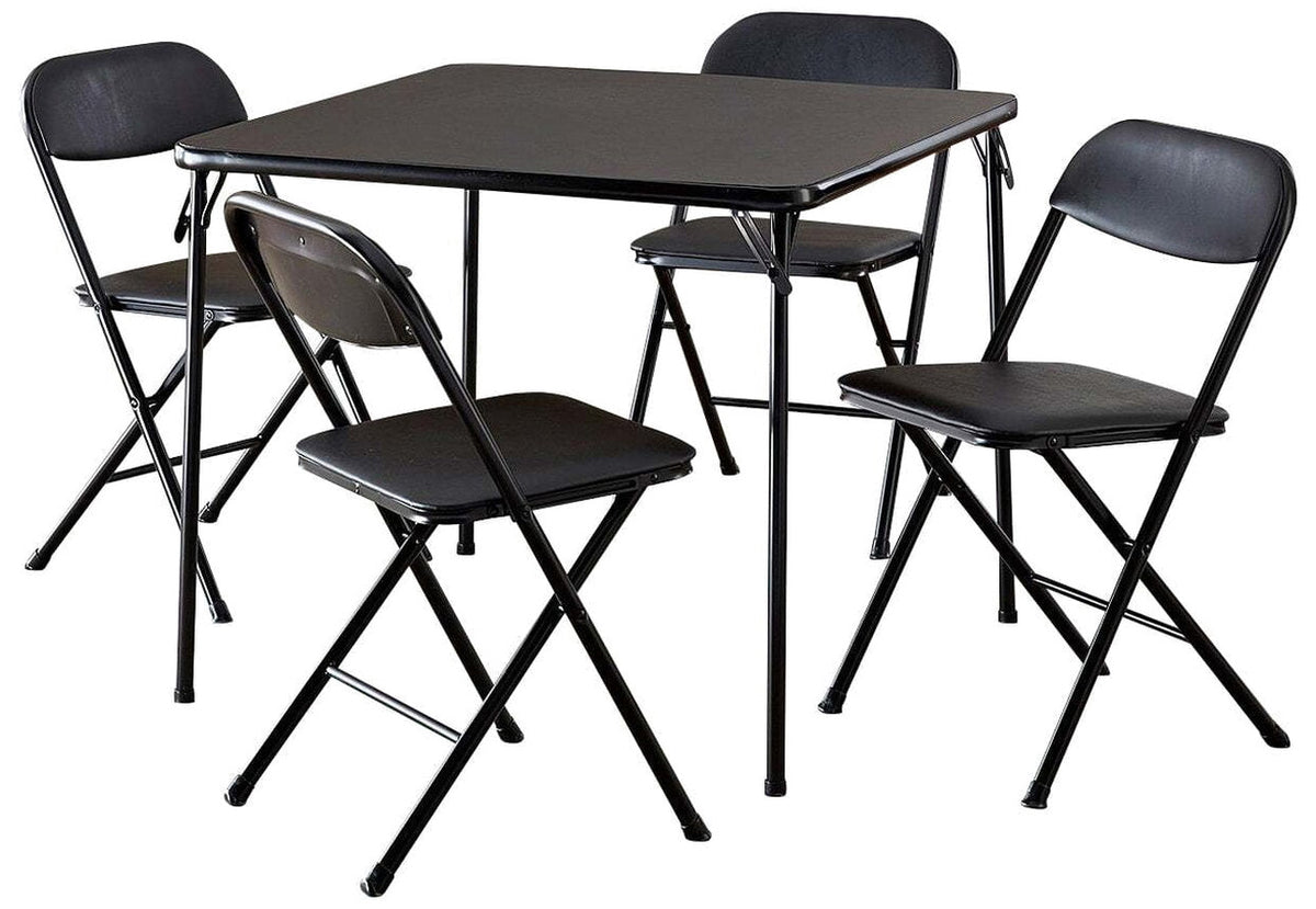 Cosco 5-Piece Folding Card Table Set, Black - Vinyl Seats - 37523BLK1W