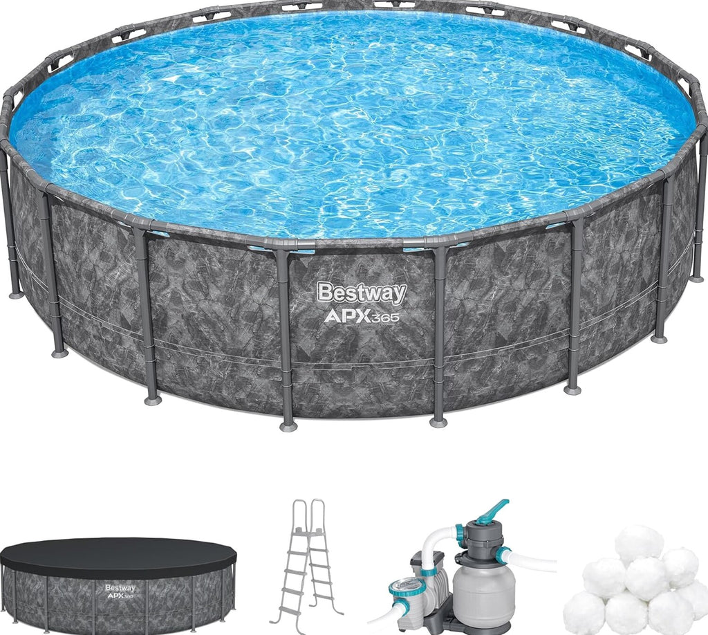 Bestway Above Ground Pool Set, 18 ft x 52 in, Dark Marble - APX 365