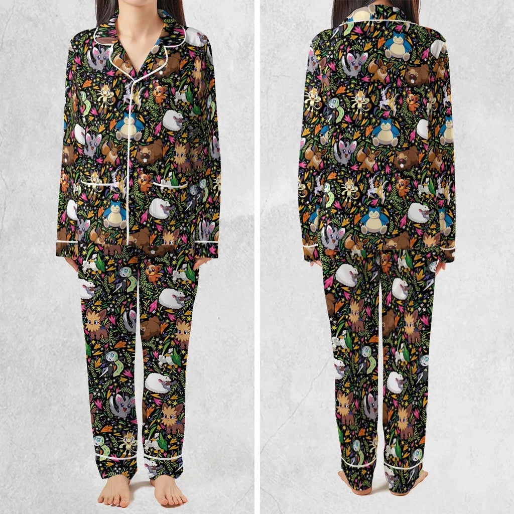 Floral Snorlax Bidoof Eevee Meloetta Pokemon Pajamas Set