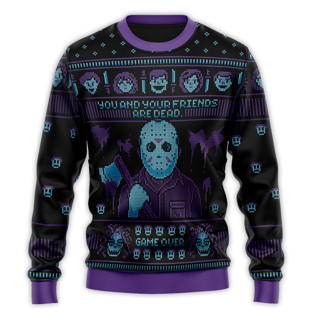 Game Over Friday The 13h Jason Voorhees Ugly Ugly Christmas Sweatshirt