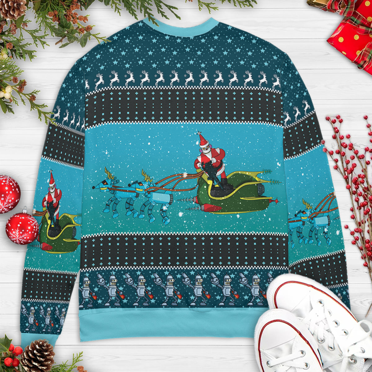 Who's Been Naughty Robot Santa Claus Futurama Ugly Christmas Sweatshirt