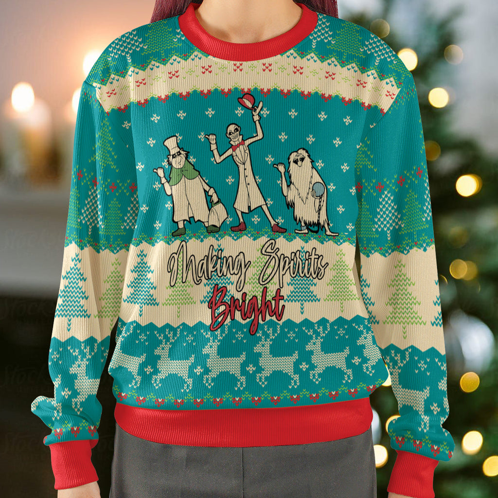 Spirits Bright The Haunted Mansion Ugly Christmas Sweatshirt