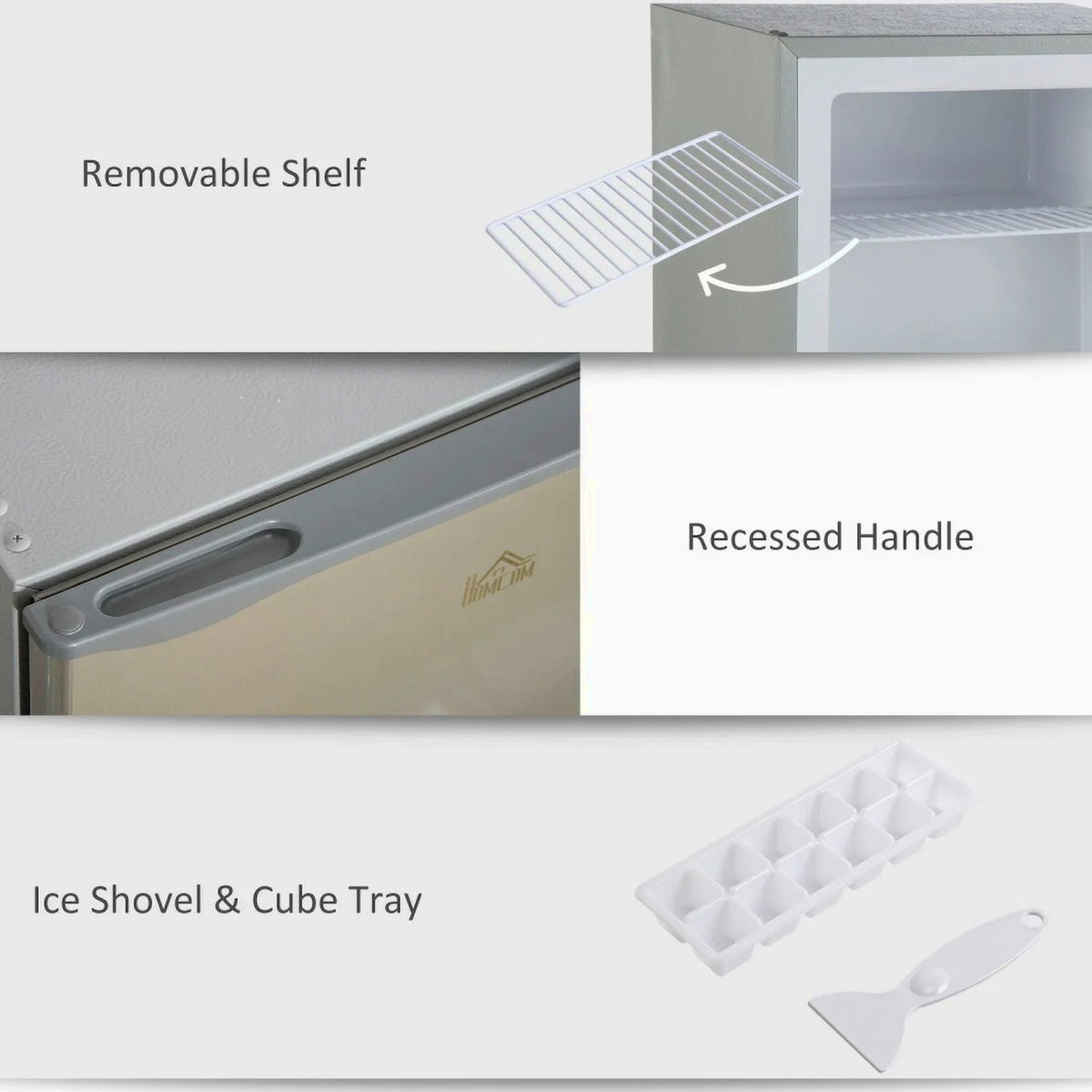HOMCOM Countertop Upright Mini Freezer, 1.1 Cu.Ft, Gray - 05