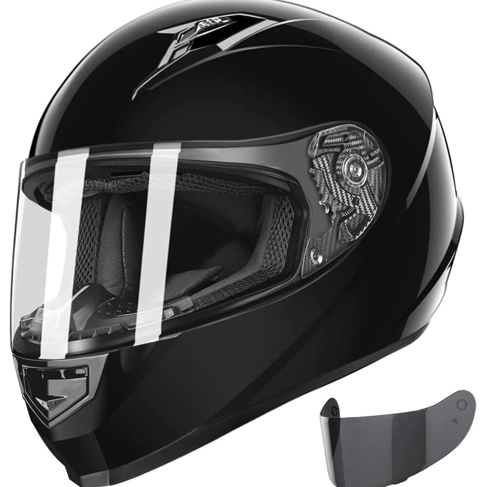 GLX Full Face Motorcycle Helmet, Black, Large, Tinted Visor, DOT Approved - GX11