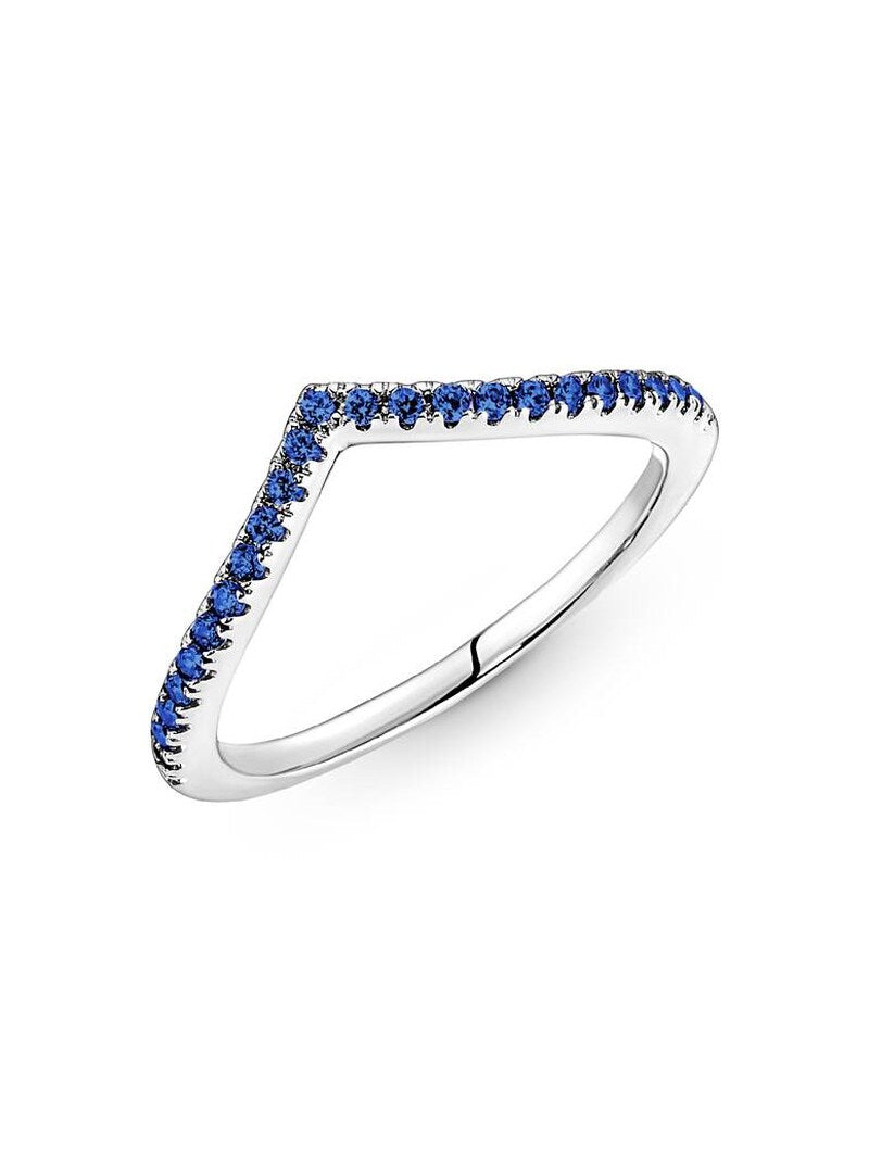 Sterling Silver Blue Wishbone Ring