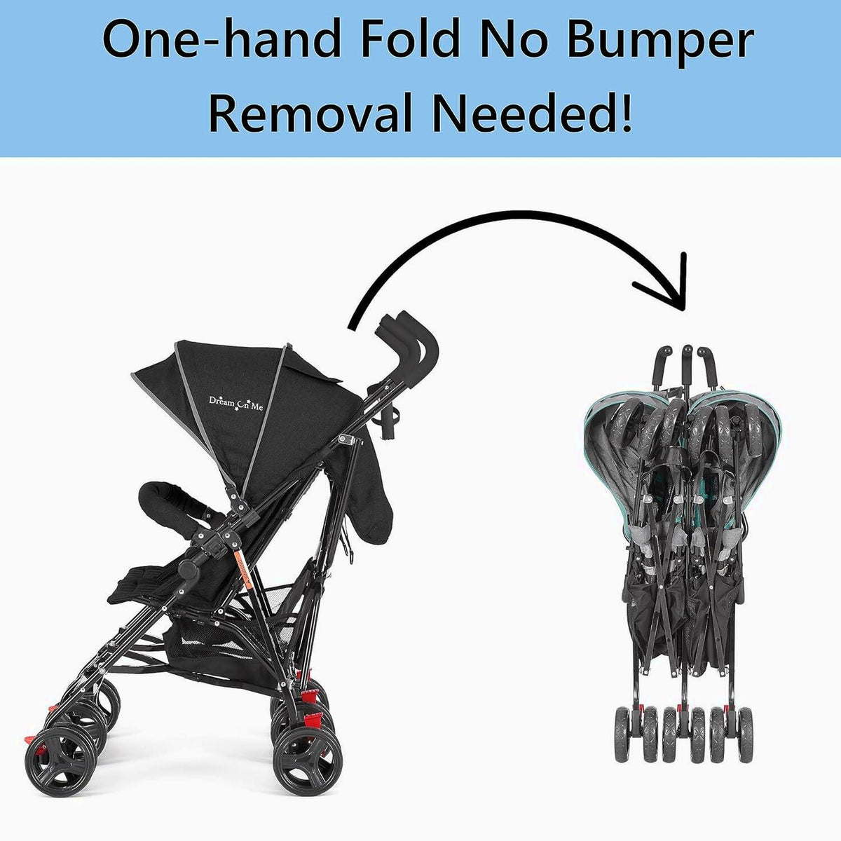 Dream On Me Volgo Twin Umbrella Stroller, Black - 446-BLK
