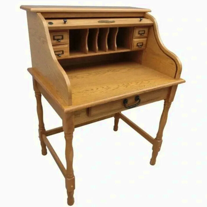32in Mini Roll-Top Desk With Integrated USB Charging Port
