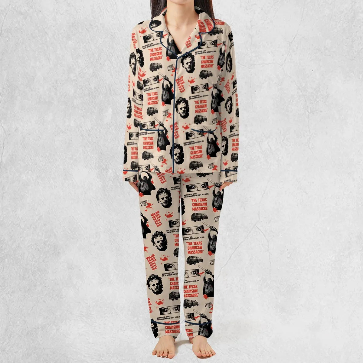 Leatherface The Texas Chainsaw Massacre Horror Pattern Pajamas Set