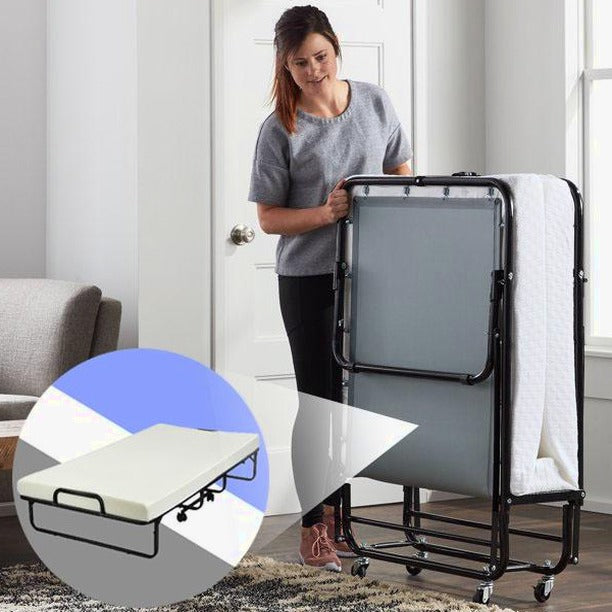 Heavy Duty Rollaway Folding Bed With 75 x 38 x 4 in Memory Foam Mattress, 640 Lbs Capacity