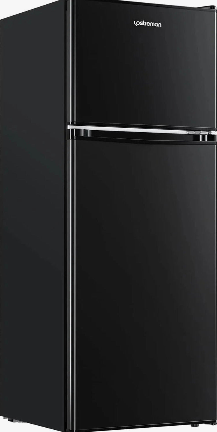 Upstreman 4 Cubic Feet Double Door Mini Refrigerator With Freezer, Black - BR401