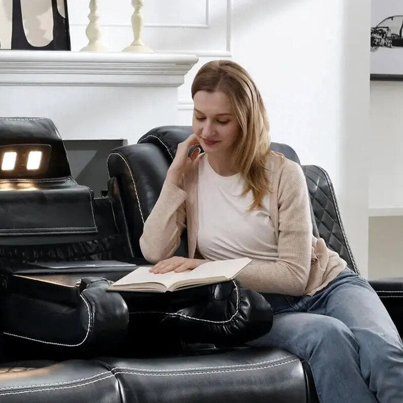Power Reclining Sofa With Wireless Charging, Reading Light, USB/AC Ports And Cup Holders