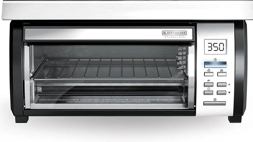 BLACK+DECKER SpaceMaker Under-Cabinet Toaster Oven, Black/Stainless Steel, 9 in Pizza, 4 Slice - TROS1000D