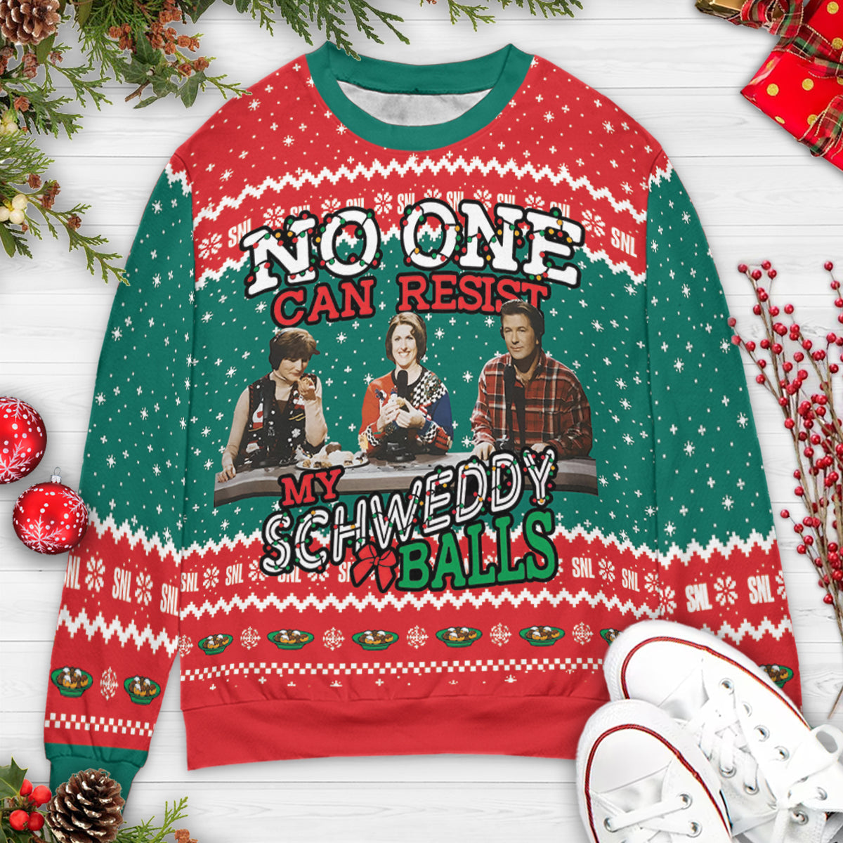 Schweddy Balls Snl Holiday Ugly Christmas Sweatshirt