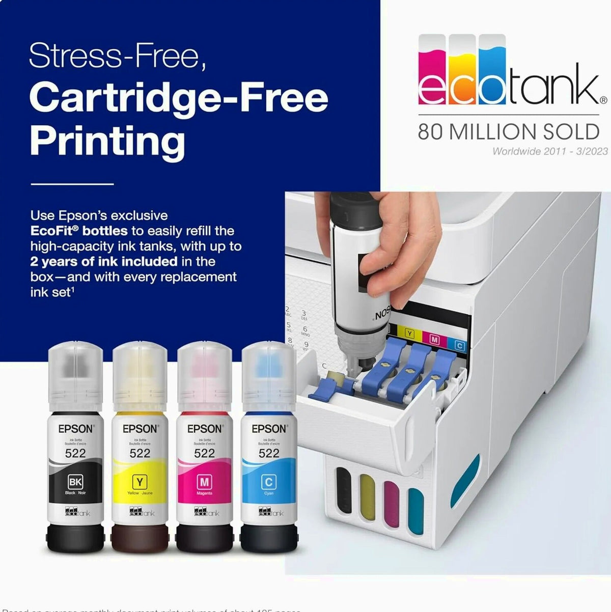 Epson EcoTank ET-4800 Wireless All-in-One Inkjet Printer, White - ET-4800