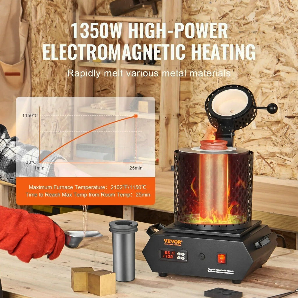 SKYSHALO Gold Melting Furnace, 1 + 3 KG, 1350W