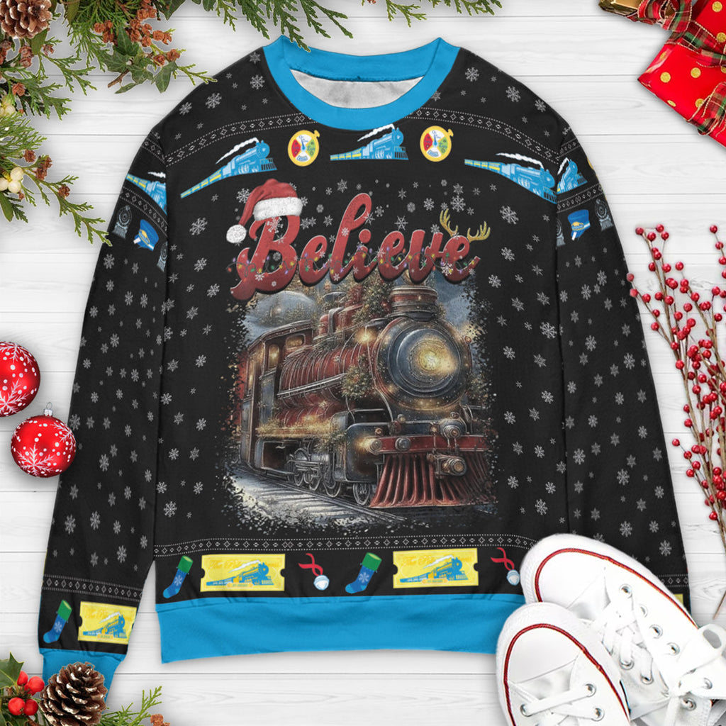 Believe The Polar Express Ugly Christmas Sweatshirt