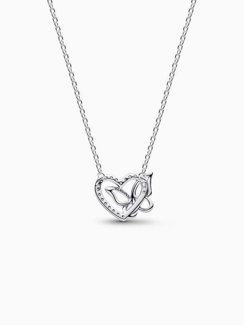 Sterling Silver Heart Butterfly Pendant Necklace