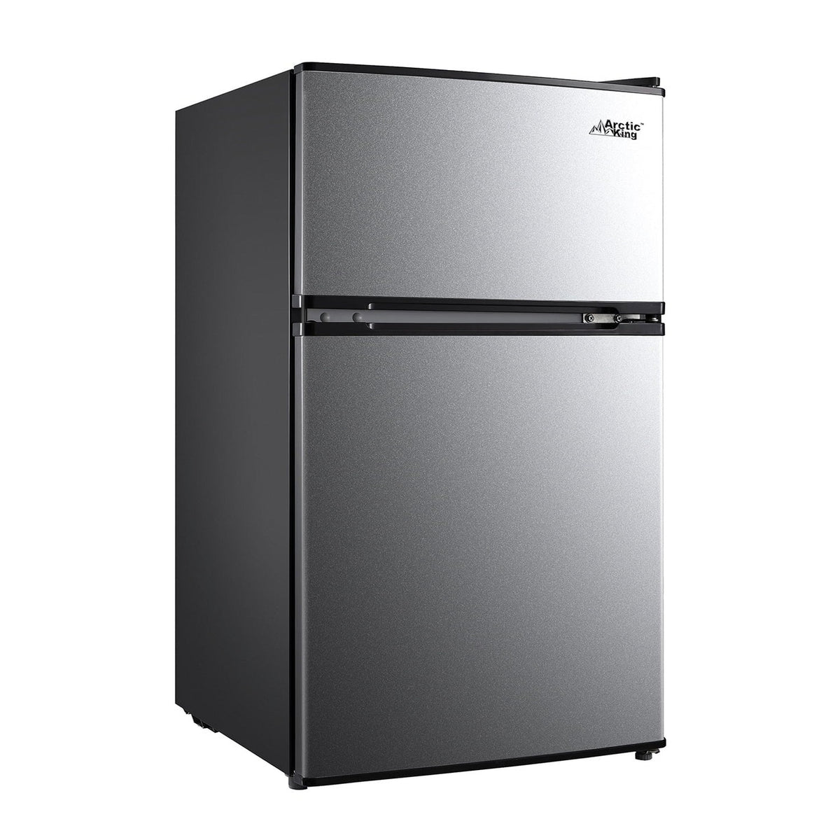 Arctic King Two-Door Mini Fridge With Freezer, 3.2 Cu. Ft., Stainless Steel