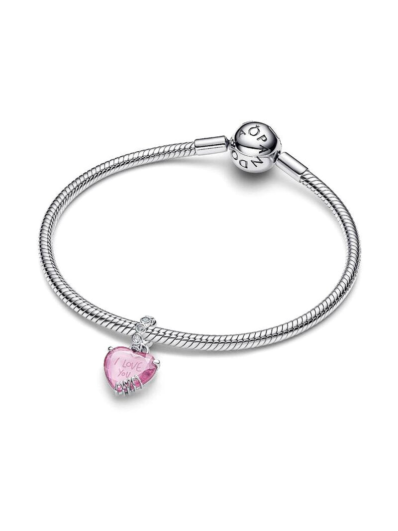 Pink Heart Mom Message Dangle Charm