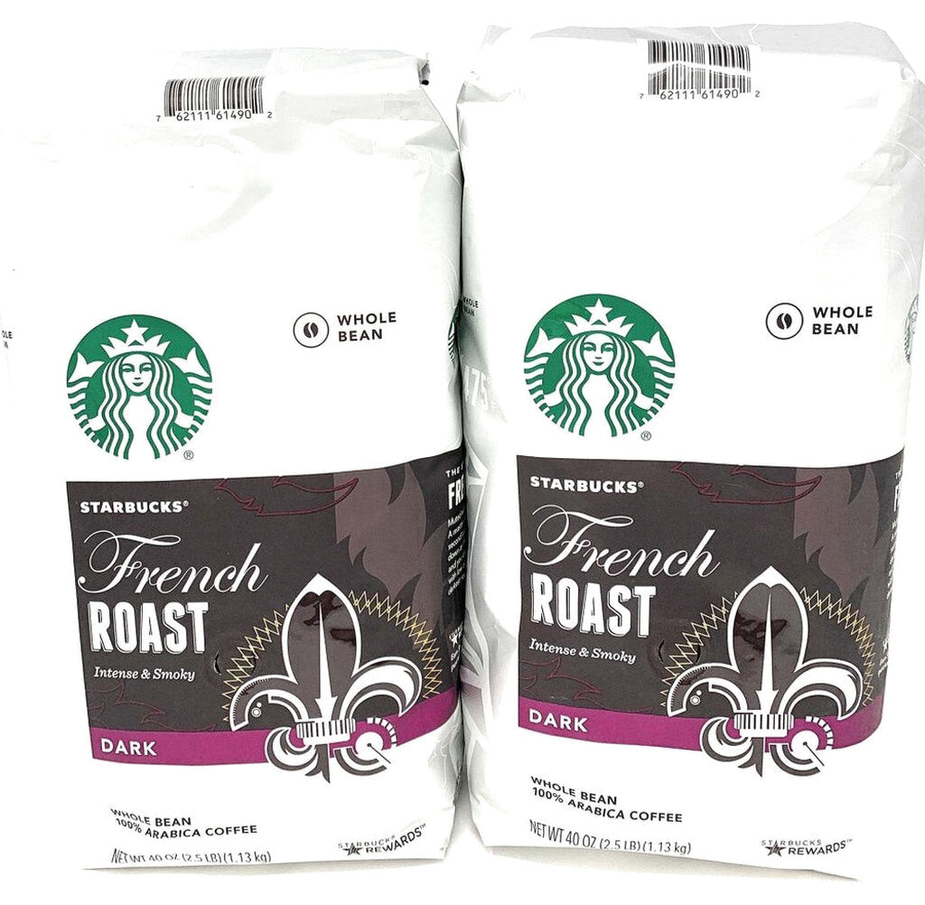 Starbucks French Roast Whole Bean Coffee 80 Oz - 2 x 40 Oz Packs